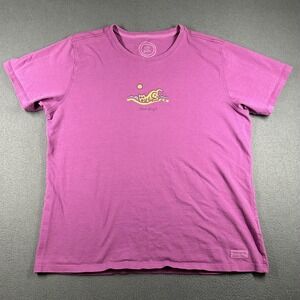 Life Is Good Shirt Womens Large Pink You Dig Dog Graphic Short Sleeve Tee Top
